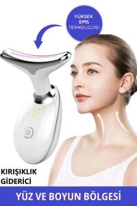 Boyun Ve Yüz Kırşıklık Giderici (Gıdık,Sarkma,Kırışıklık) 3 Proğramlı Ems Güzellik Cihazı 7 Renk Led