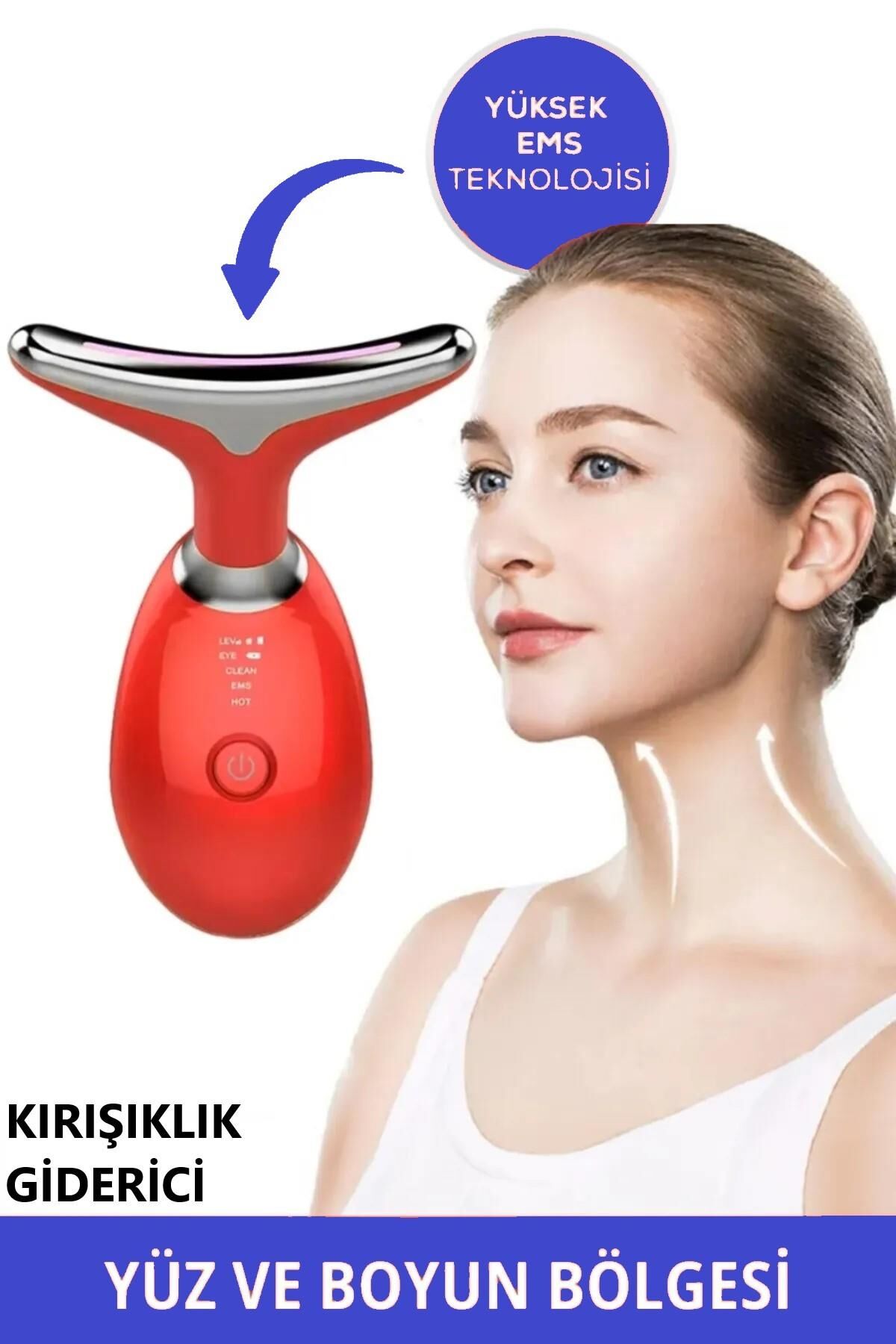 Boyun Ve Yüz Kırşıklık Giderici (Gıdık,Sarkma,Kırışıklık) 3 Proğramlı Ems Güzellik Cihazı 7 Renk Led