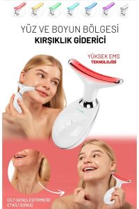 Boyun Ve Yüz Kırşıklık Giderici (Gıdık,Sarkma,Kırışıklık) 3 Proğramlı Ems Güzellik Cihazı 7 Renk Led