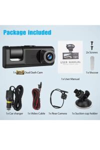 Araç Wi-fi Güvenli Sürüş Kamerası SHD Ön İç Arka 3 Kameralı G-sensör Mobil Uygulama İle Kolay İzleme