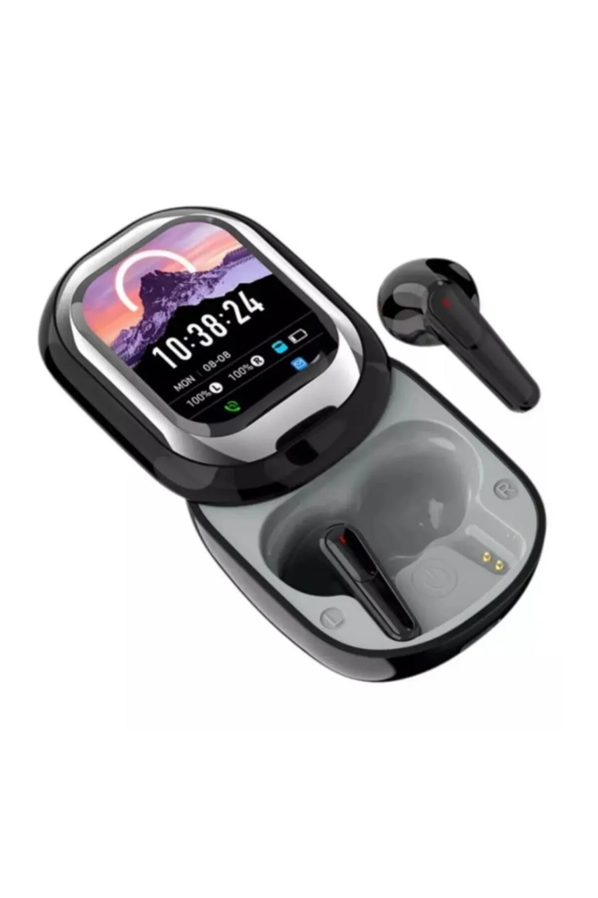 Kulak İçi Kulaklık Akıllı LED Ekran Renkli Dokunmatik Ekranlı Kablosuz Bluetooth Kulaklık PR-SE-ONE Siyah