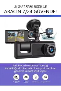 Araç İçi Wi-fi Güvenli Sürüş Kamerası Ön İç Arka 3 Kameralı G-sensör Mobil Uygulama İle Kolay İzleme