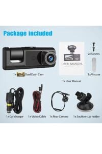 Araç İçi Wi-fi Güvenli Sürüş Kamerası Ön İç Arka 3 Kameralı G-sensör Mobil Uygulama İle Kolay İzleme