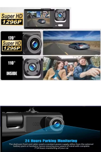Araç İçi Wi-fi Güvenli Sürüş Kamerası SHD Ön İç 2 Kameralı G-sensör Mobil Uygulama İle Kolay İzleme