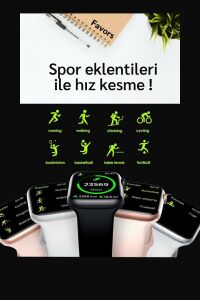 Watch 7 Serisi Uyumlu Sesli Arama Bildirim Asistan Özellikli Akıllı Saat Android & Ios Uyumlu Rose Gold