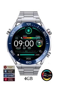 Smart Watch Pro D4 Amoled Akıllı Saat 2x Kordon Metal ve Silikon 1.43inc Full HD Amoled Ekran App Market Sesli Arama Bildirim Gri