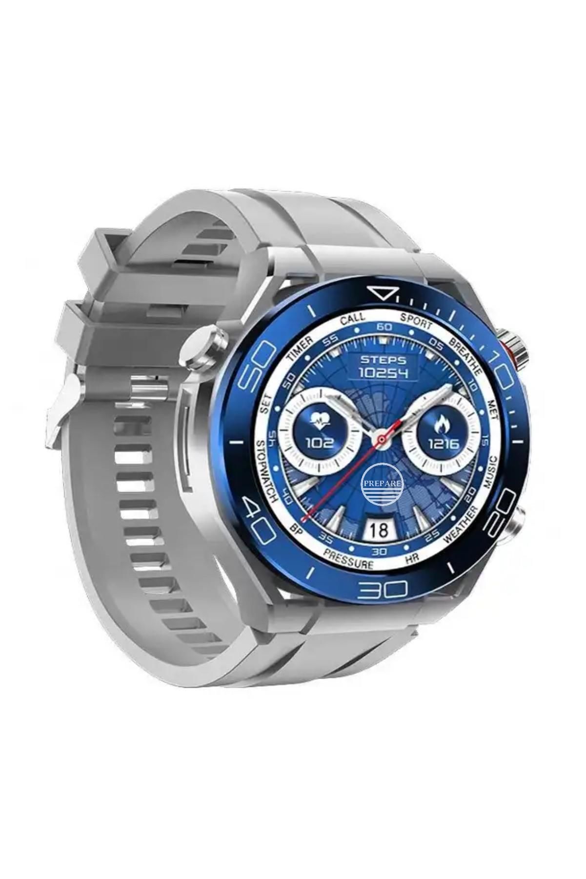 Smart Watch Pro D4 Amoled Akıllı Saat 2x Kordon Metal ve Silikon 1.43inc Full HD Amoled Ekran App Market Sesli Arama Bildirim Gri