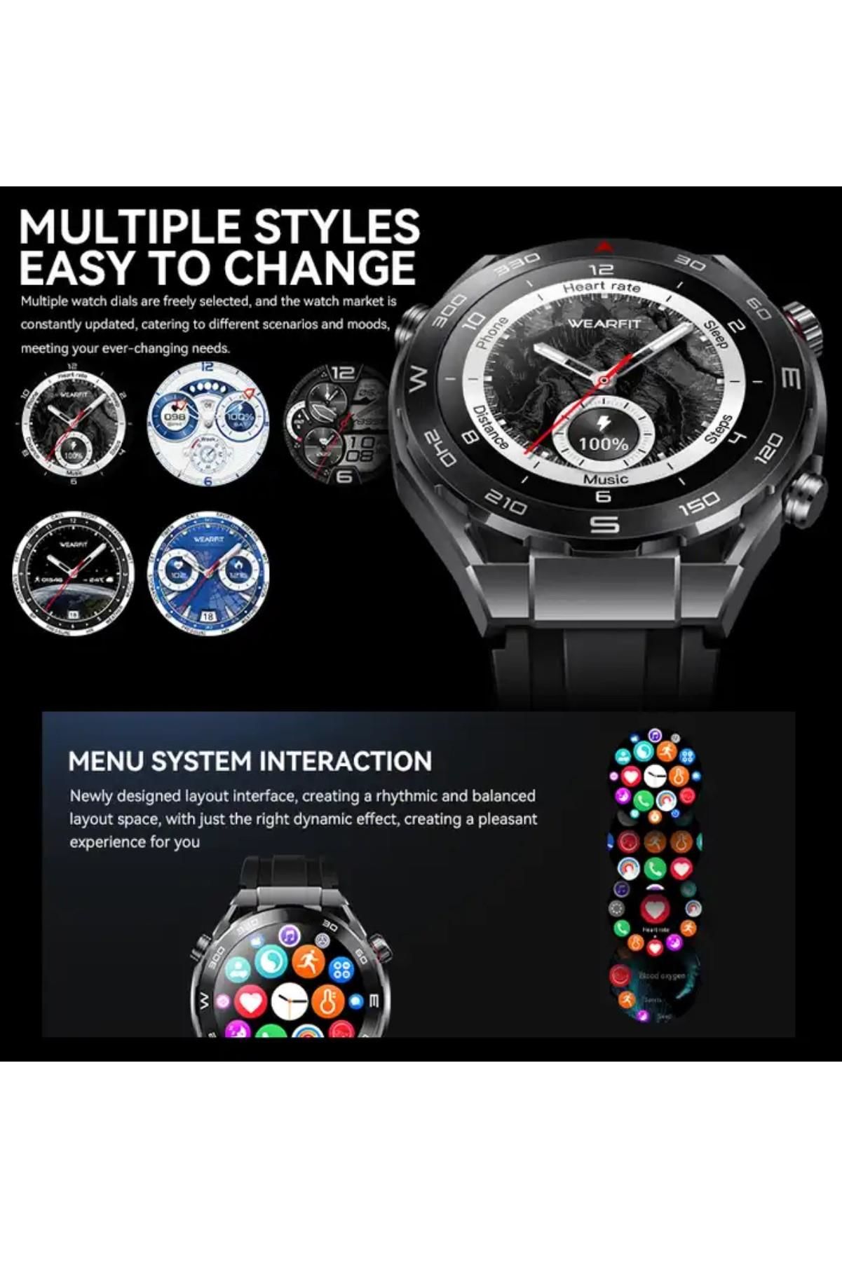 Full HD Amoled Ekran Pro Akıllı Saat Çelik Deri ve Silikon Kordon App Market Müzik Yükleme Kulaklık Bağlama