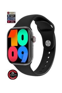 Watch 9 Pro Plus Multi Uyumlu Vidalı Titanyum Kasa Pusulalı 45mm Kilitli 2 Kordonlu Akıllı Saat Siyah
