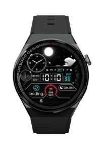 3GT MAX Smart Watch 1.45 inç P Design Siri Nfc Bluetooth Antrasit Siyah Akıllı Saat 3 Kordonlu