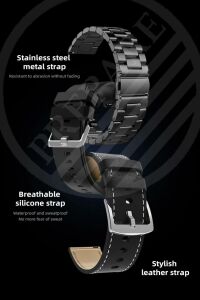 3GT MAX Smart Watch 1.45 inç P Design Siri Nfc Bluetooth Antrasit Siyah Akıllı Saat 3 Kordonlu