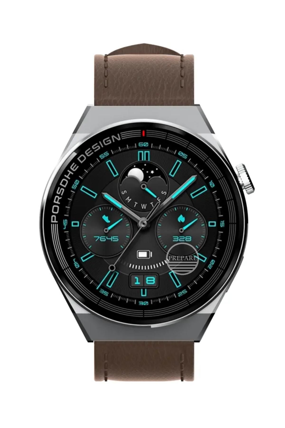 3GT MAX Smart Watch 1.45 inç P Design Bluetooth Gümüş Gri Akıllı Saat 3 Kordonlu