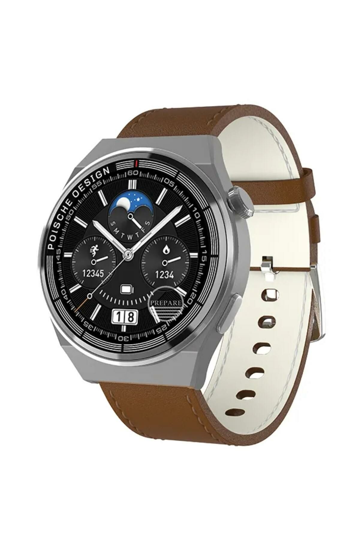 3GT MAX Smart Watch 1.45 inç P Design Bluetooth Gümüş Gri  3x Kordon Akıllı Saat