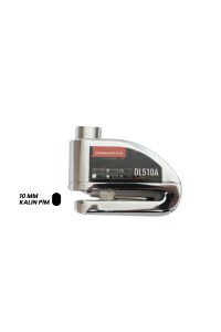 DL510A 10 mm Alarmlı Disk Kilidi | Hatırlatma Kablosu ve Taşıma Çantası Hediye | Silver