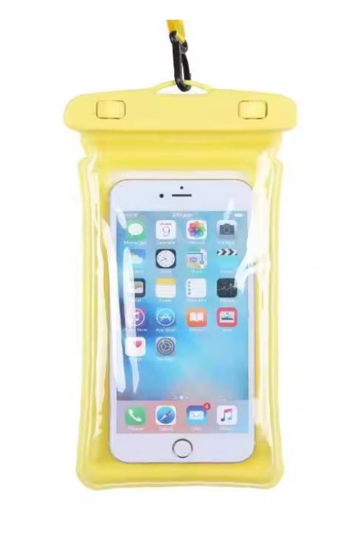 Su Geçirmez Waterproof Deniz Havuz Telefon Kılıfı 7,2 inç Tüm Telefonlara Uyumlu Sarı