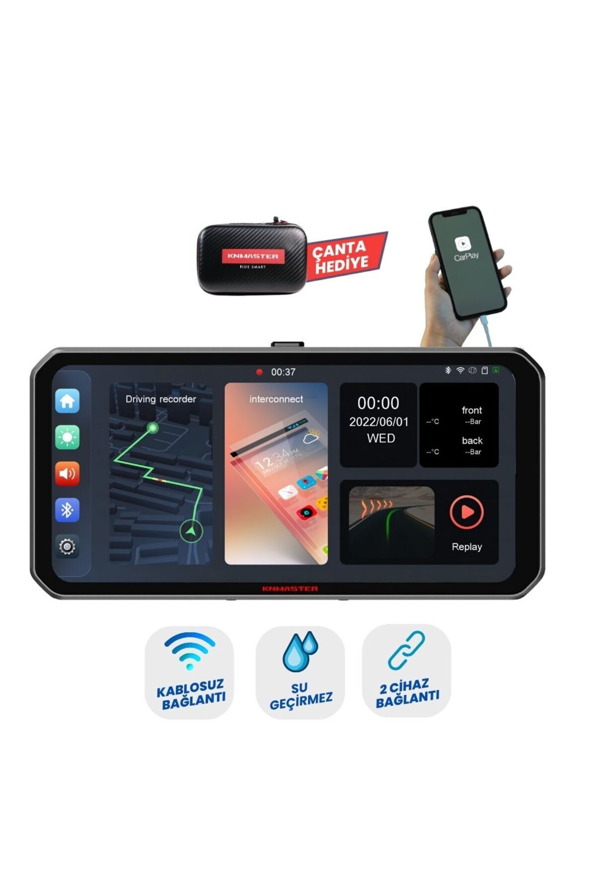 MOTOPLAY 1000 – 6.25” Kablosuz CarPlay & Android Auto Destekli Motosiklet Multimedya Ekranı