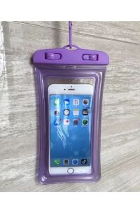 Su Geçirmez Waterproof Deniz Havuz Telefon Kılıfı 7,2 inç Tüm Telefonlara Uyumlu Lila