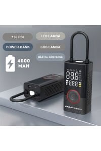 LP200 - 150 PSI Dijital Şarjlı Akıllı Lastik Pompası | Taşınabilir Hava Kompresörü