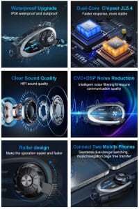 Q29 Motosiklet Kask İletişim Sistemi + Bluetooth Kulaklık + 1080P HD Kamera