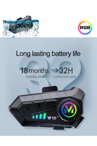 300 Mt Intercom 2 Eşleşmeli Kask Kulaklık Y-10PR Su Geçirmez Bluetooth Motosiklet Intercom Kulaklık