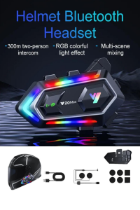 300 Mt Intercom 2 Eşleşmeli Kask Kulaklık Y-20MX Su Geçirmez Bluetooth Motosiklet Intercom Kulaklık