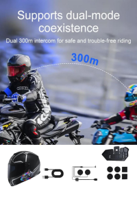 300 Mt Intercom 2 Eşleşmeli Kask Kulaklık Y-20MX Su Geçirmez Bluetooth Motosiklet Intercom Kulaklık
