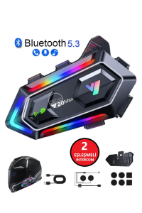300 Mt Intercom 2 Eşleşmeli Kask Kulaklık Y-20MX Su Geçirmez Bluetooth Motosiklet Intercom Kulaklık