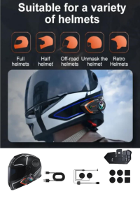 500 Mt Intercom 2 Eşleşmeli Kask Kulaklık Y-80PR Su Geçirmez Bluetooth Motosiklet Intercom Kulaklık