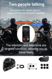 500 Mt Intercom 2 Eşleşmeli Kask Kulaklık Y-80PR Su Geçirmez Bluetooth Motosiklet Intercom Kulaklık