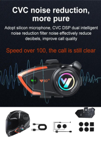500 Mt Intercom 2 Eşleşmeli Kask Kulaklık Y-80PR Su Geçirmez Bluetooth Motosiklet Intercom Kulaklık