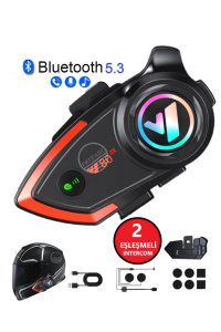 500 Mt Intercom 2 Eşleşmeli Kask Kulaklık Y-80PR Su Geçirmez Bluetooth Motosiklet Intercom Kulaklık
