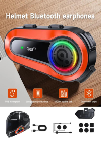 1000 Mt Intercom 2 Eşleşmeli Kask Kulaklık Q-08 Su Geçirmez Bluetooth Motosiklet Intercom Kulaklık