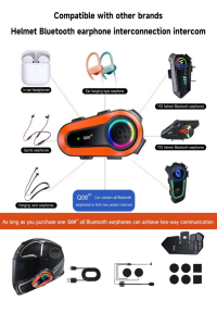 1000 Mt Intercom 2 Eşleşmeli Kask Kulaklık Q-08 Su Geçirmez Bluetooth Motosiklet Intercom Kulaklık