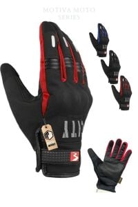 Softshell Kışlık Motosiklet Eldiveni Reflektörlü Gizli Korumalı City Kırmızı
