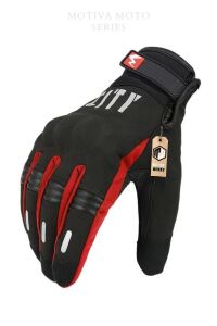 Softshell Kışlık Motosiklet Eldiveni Reflektörlü Gizli Korumalı City Kırmızı