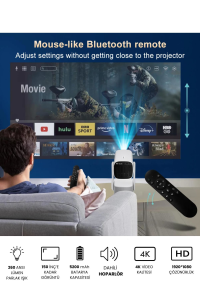 Taşınabilir Projeksiyon Dahili Powerbank 1080P/2K/4K Destekli Ev Sinema Ofis Toplantı Fuar Sunum