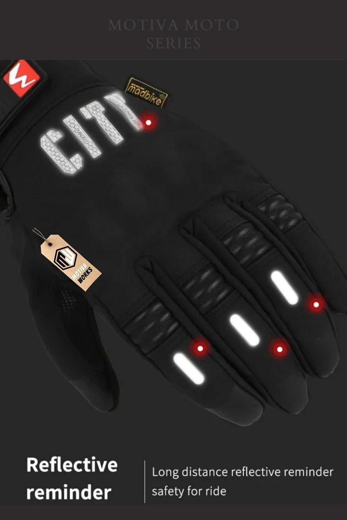 Softshell Kışlık Motosiklet Eldiveni Reflektörlü Gizli Korumalı City Mavi