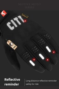 Softshell Kışlık Motosiklet Eldiveni Reflektörlü Gizli Korumalı City Mavi