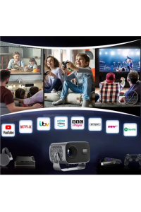Projeksiyon 4K Ultra HD Ev Ofis Fuar Toplantı Sunumları Sinema Oyun Android 11, WiFi & Bluetooth