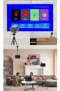 Projeksiyon 4K Ultra HD Ev Ofis Fuar Toplantı Sunumları Sinema Oyun Android 11, WiFi & Bluetooth
