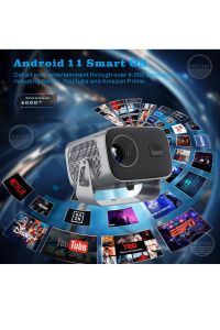 Projeksiyon 4K Ultra HD Ev Ofis Fuar Toplantı Sunumları Sinema Oyun Android 11, WiFi & Bluetooth