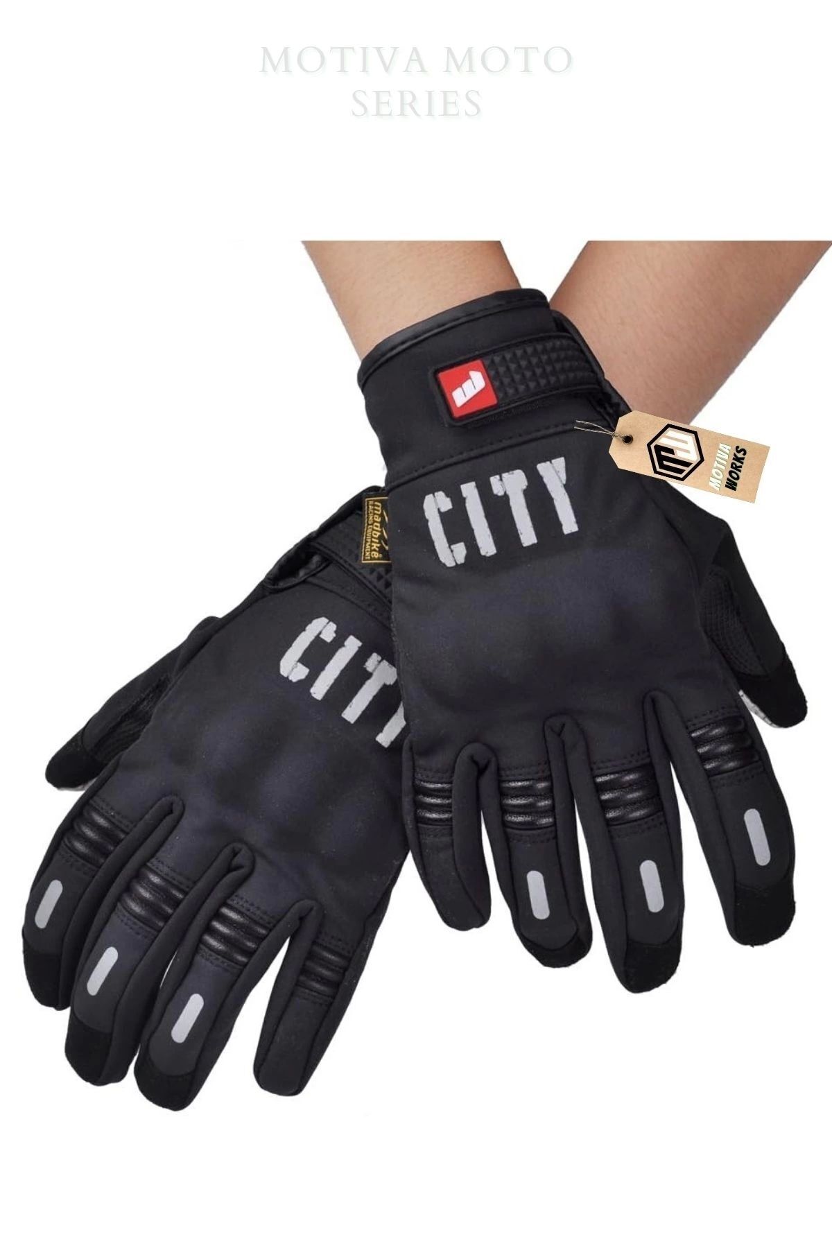 Softshell Kışlık Motosiklet Eldiveni Reflektörlü Gizli Korumalı City Siyah