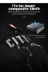 Softshell Kışlık Motosiklet Eldiveni Reflektörlü Gizli Korumalı City Siyah
