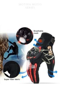 Works Sword Kırmızı Motosiklet Eldiveni Dokunmatik M313R