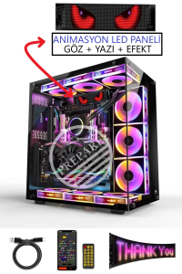 Led Animasyon Paneli Bilgisayar PC Kasaları İçin 17.3x7 cm RG-B Ekran Kumandalı App Kontrollü 5 volt