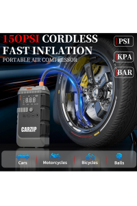 Akü Takviye Cihazı Lastik Hava Kompresörü Uyarı Işıklı ve Powerbanklı 12.000 mAh Şarjlı Taşınabilir