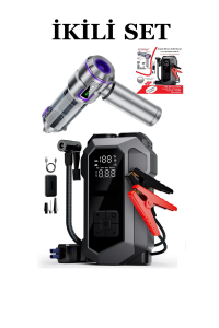 16.000mAh Akü Takviye Cihazı ve Araç İçi Süpürge İkili Set