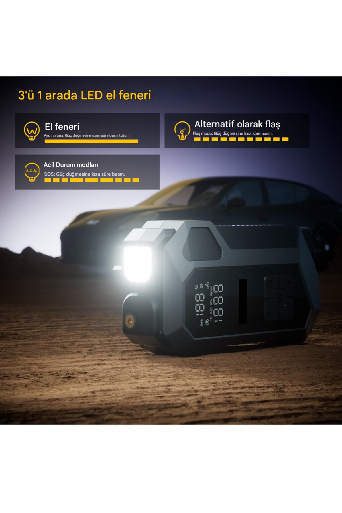 16.000mAh Akü Takviye Cihazı ve Araç İçi Süpürge İkili Set