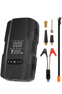 Akü Takviye Cihazı Lastik Hava Kompresörü Uyarı Işıklı ve Powerbanklı 4in1 12.000 mAh Akım Korumalı