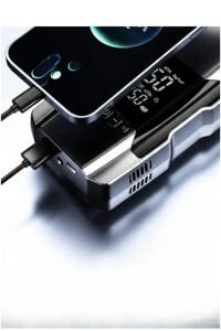 Akü Takviye Cihazı Lastik Hava Kompresörü Uyarı Işıklı ve Powerbanklı 4in1 12.000 mAh Akım Korumalı